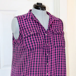 Liz Lange Pink & Navy Gingham Plaid Shirt Dress